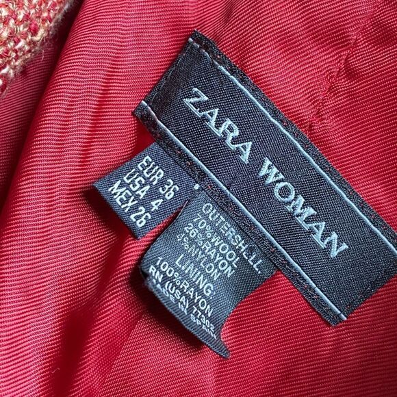 Zara Woman Jacket Coat Wool Blend Textured Button Front Lined Removable Faux Fur - Picture 11 of 14